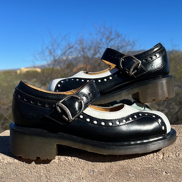 〜90's Dr.Martens England \"Merry Jane\" EUR38 US7.5 Made in England Dr Martens Black T-strap Mary